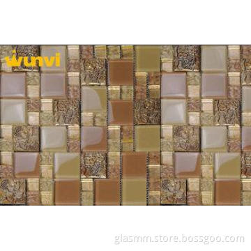 Restaurant Metal And Glass Chip Mosaic Floor Tile With Flow